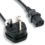 6Ft 18AWG England Power Cord IEC-60320-C13 to BS1363 With Fuse, 13A/250V - EAGLEG.COM