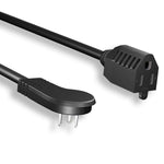 6Ft 16AWG Low Profile Angled Power Cord Extension NEMA 5-15P to NEMA 5-15R Black Plug