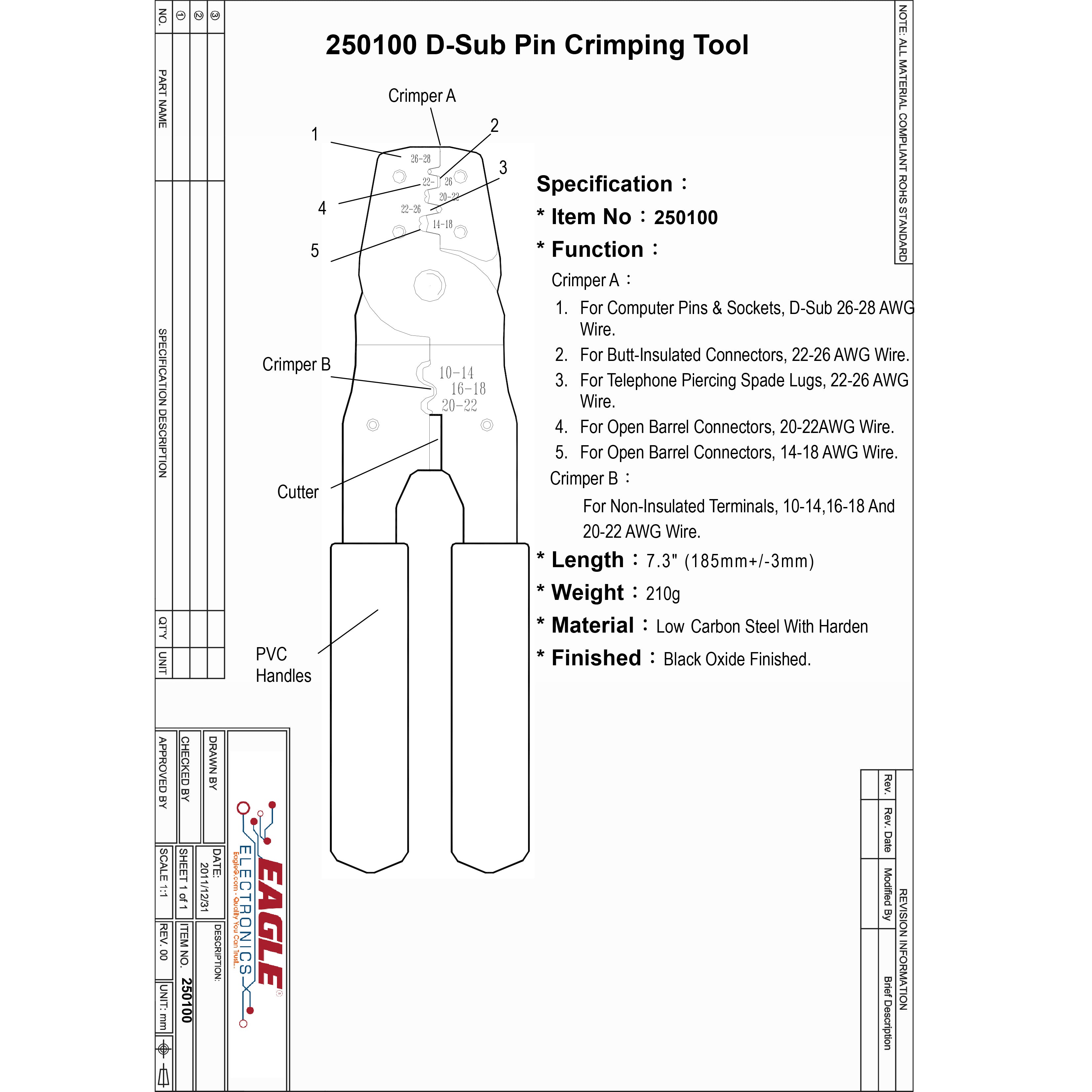 D-Sub Pin Crimping Tool | 250100 Crimping Tool | EagleG.com | Tools ...