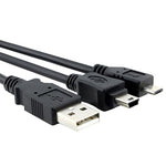 5Ft USB 2.0 A Male to Mini-B Male + Micro-B Male Splitter Cable for Charging - EAGLEG.COM
