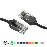 0.5Ft 28AWG Slim Cat6 Ethernet Patch Cable Booted Black