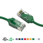2Ft 28AWG Slim Cat6 Ethernet Patch Cable Booted Green