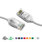 6Ft 28AWG Slim Cat6 Ethernet Patch Cable Booted White