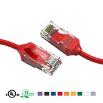 25Ft 28AWG Slim Cat6 Ethernet Patch Cable Booted Red