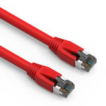 10Ft Cat8 S/FTP Ethernet Network Cable 2GHz 40G Booted 24AWG Red