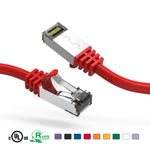 7Ft Cat8 S/FTP Ethernet Network Cable 2GHz 40G Booted 26AWG Red
