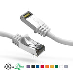 10Ft Cat8 S/FTP Ethernet Network Cable 2GHz 40G Booted 26AWG White