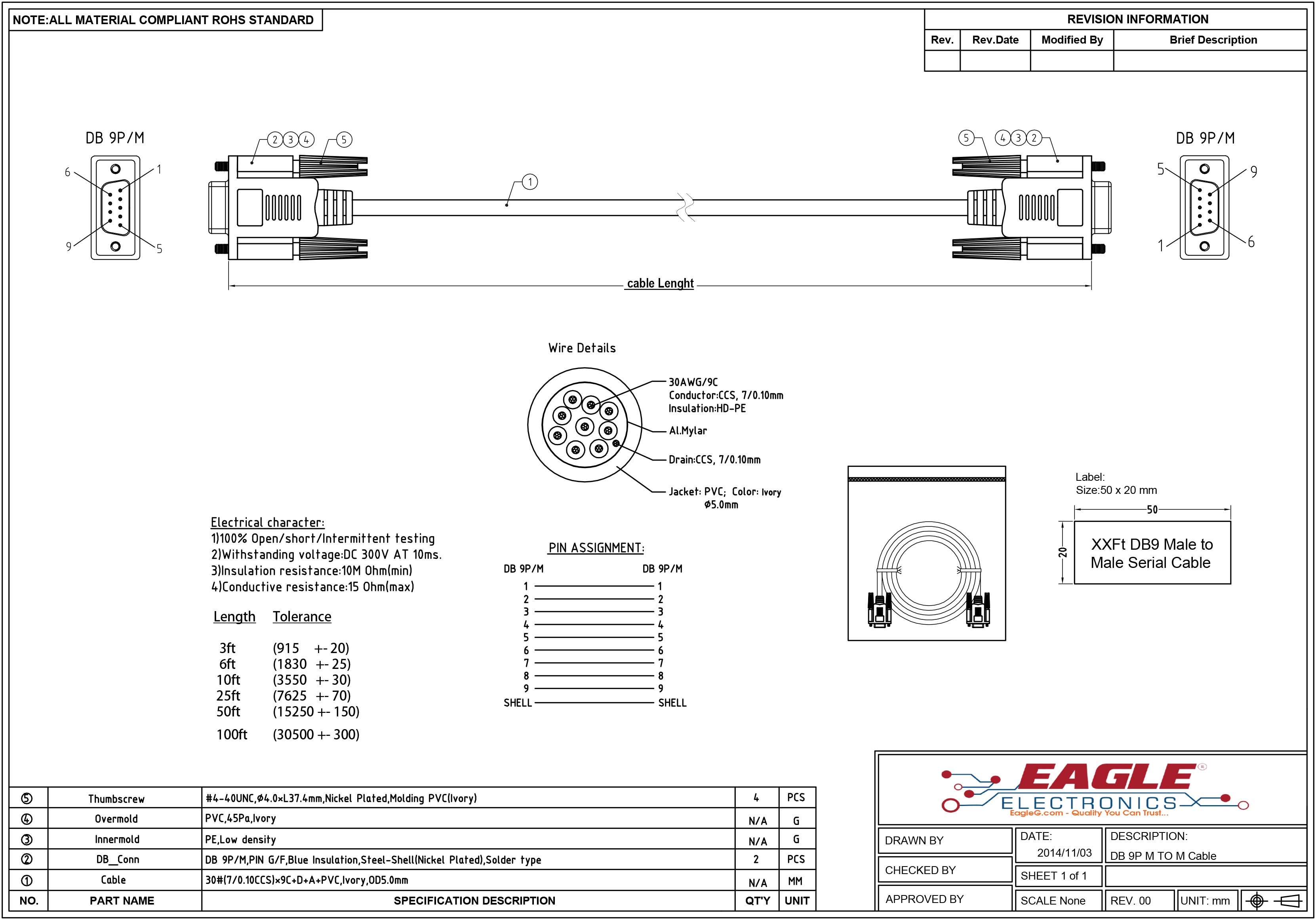 RS-232 DB9 Serial Cable Male to Male– EAGLEG.COM