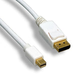 10Ft Mini DisplayPort to DisplayPort Cable with Latch White - EAGLEG.COM