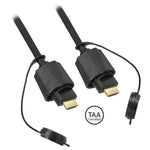 7Ft Industrial Outdoor High-Speed HDMI Cable w/Ethernet 4K 60Hz, w/Dust Cap Black