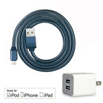 3Ft USB Charge/Sync Lightning Cable w/Dual Port USB Wall Charge MFi Certified - EAGLEG.COM