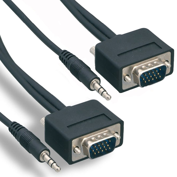 Premium Slim SVGA Monitor Cable + 3.5mm Stereo Audio A/V Cable M/M ...