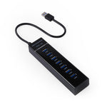 Portable 7 Port USB3.0 Desktop HUB for PC Laptop Power Supply Black - EAGLEG.COM